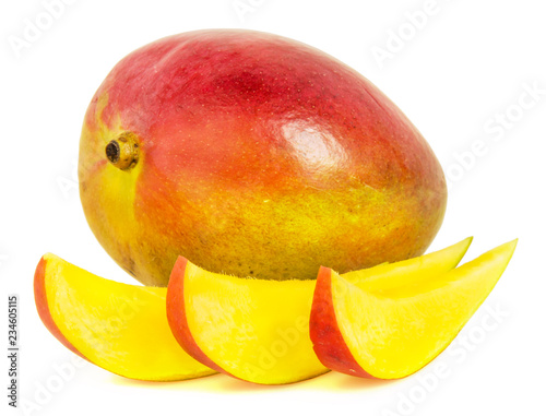Sliced mango isolated on white