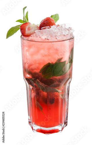 Mojito cocktail strawberry on white background