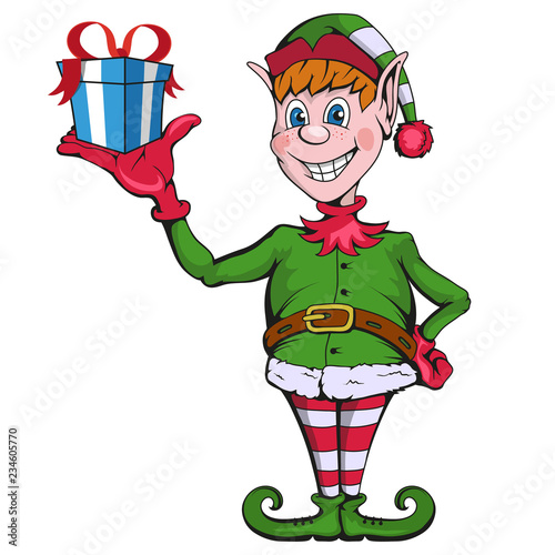 Christmas elf. Set of different elves for christmas. Different new year characters. Santa Claus helpers. New Year characters in the form of Christmas elf. Merry Xmas design element.