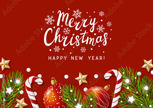 Christmas greeting card with holiday decor