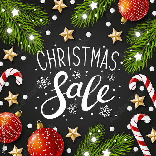 Christmas greeting card with holiday decor
