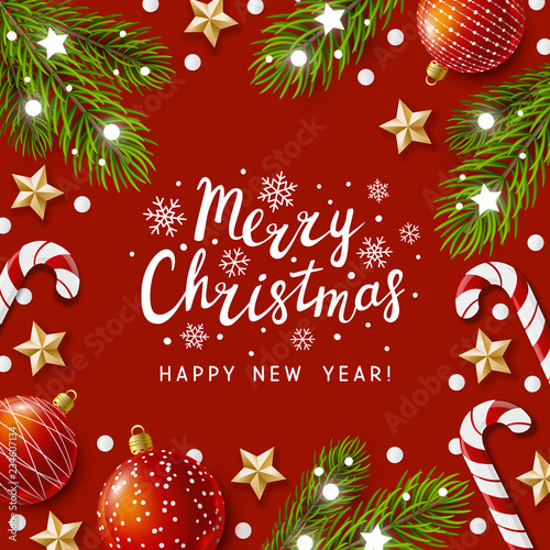 Christmas greeting card with holiday decor