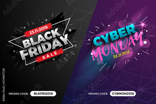 Black Friday and Cyber Monday Sale Promotion Banner Background with Promo Code Field