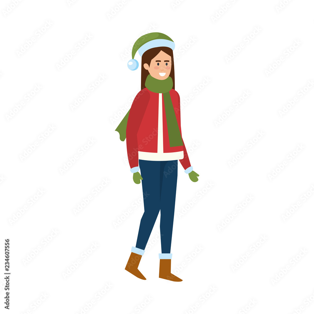 woman with christmas sweater and hat