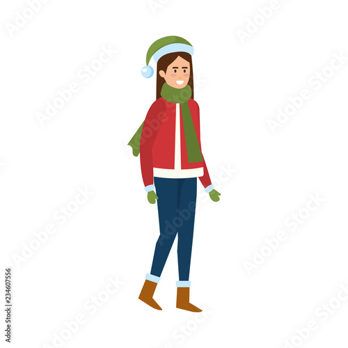 woman with christmas sweater and hat