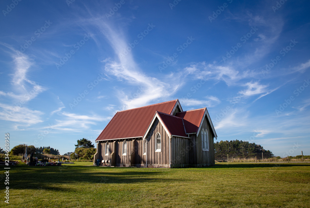 A wooden country Maori church in New Zealand
