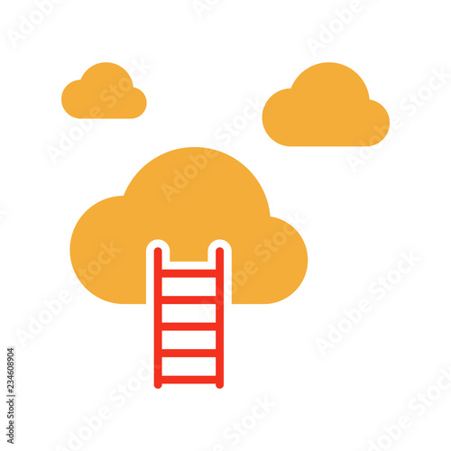 Stairway to heaven icon. Ladder reaching the clouds. Vector trendy flat glyph icon illustration design