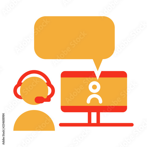 Online chatting with videocall. Vector flat glyph icon design. Graphic concept for online chatting, webinars and other videoconference purposes.