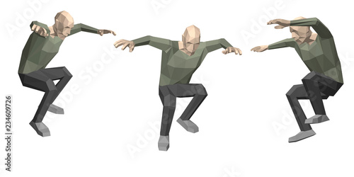 Low poly man jumping. Isola...