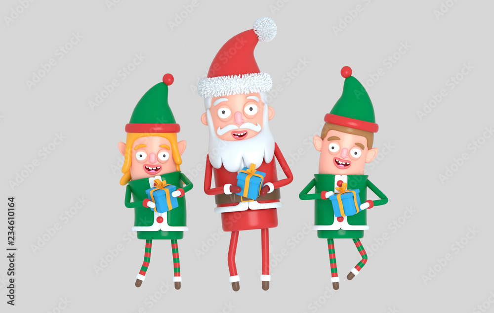 Couple elf  and Santa Claus. 3d Illustration.
Isolate. Easy automatic vectorization. Easy background remove. Easy color change. Easy combine. For custom illustration contact me. 