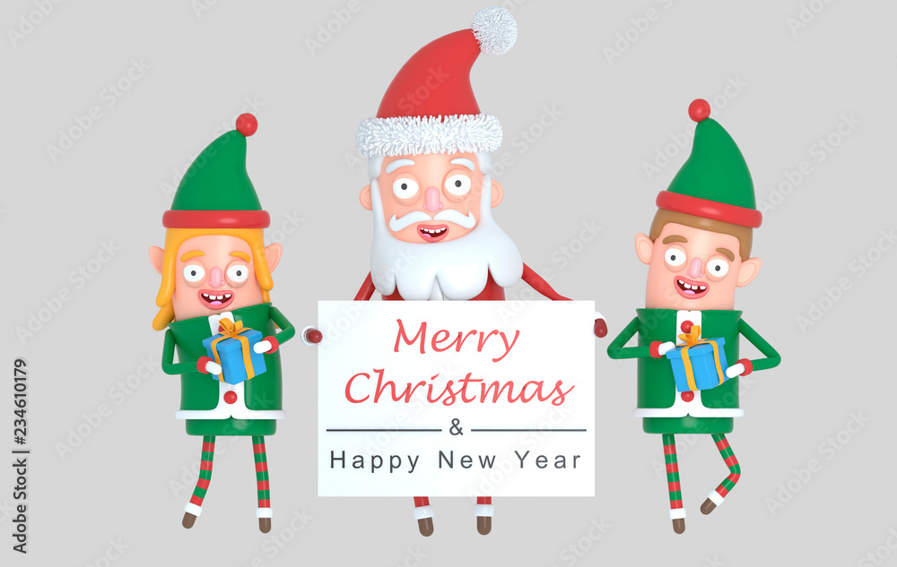 Couple elf and Santa Claus holding a Greetings placard. 3d Illustration.
Isolate. Easy automatic vectorization. Easy background remove. Easy color change. Easy combine. Couple elf and Santa Claus holding a Greetings placard. 3d Illustration.
Isolate. Easy automatic vectorization. Easy background remove. Easy color change. Easy combine.