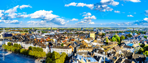 Aerial view of the historic city of Maastricht in the Netherlands as seen from the tower of the Sint Janskerk (St.John Church) which is at the Vrijthof square in the center of the city
 photo