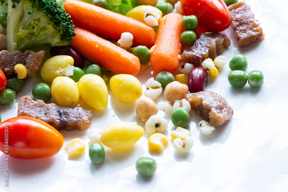 Close up fresh vegetables and grains Close up fresh vegetables and grains