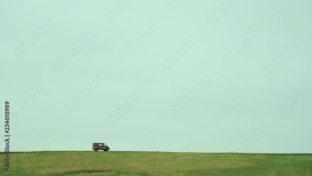 Beautiful landscape with a ride on the highway a few cars Beautiful landscape with a ride on the highway a few cars