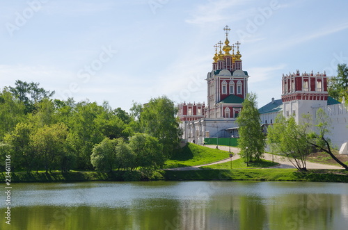 Novodevichy convent in Moscow, Russia. Gate Church of the Transfiguration of the Saviour
