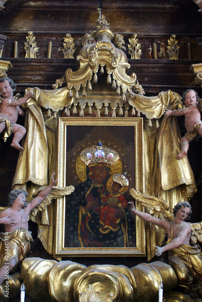 Our Lady of Czestochowa altarpiece in the church of Immaculate Conception in Lepoglava, Croatia 