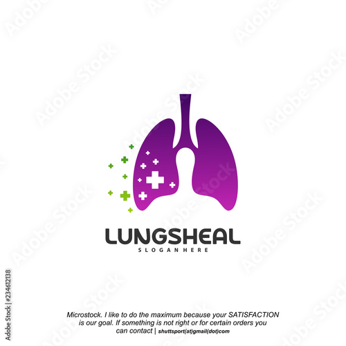 Health Lungs logo designs vector, Lungs with Plus symbol logo