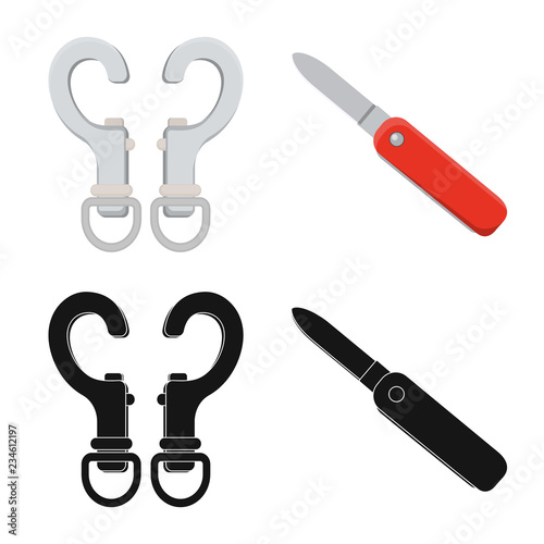 Isolated object of mountaineering and peak logo. Collection of mountaineering and camp stock vector illustration.