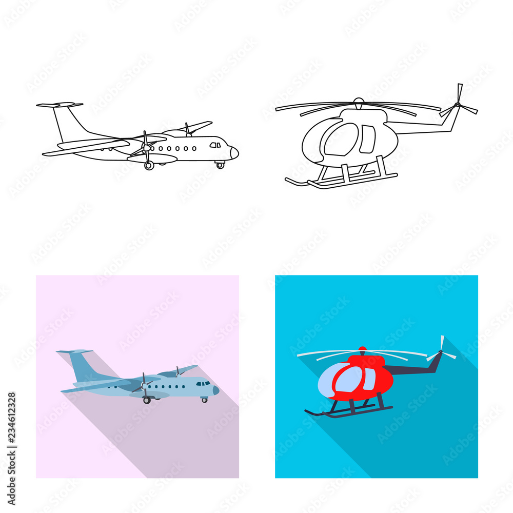 Isolated object of plane and transport symbol. Set of plane and sky stock symbol for web.