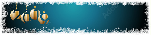 2019 New Year header background. Frame made snowfall and ice crystals, banner