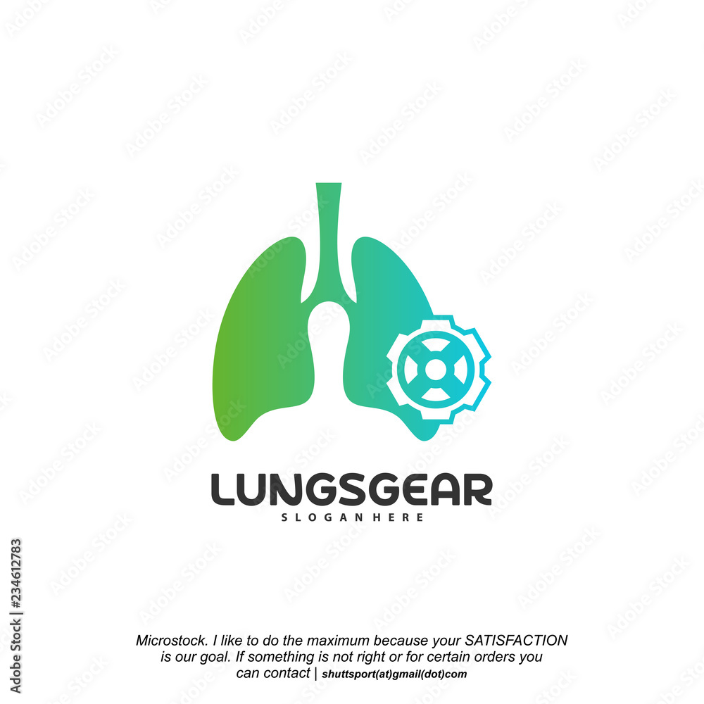 Lungs Gear logo designs vector, Lungs With Gear designs template logo Lungs Gear logo designs vector, Lungs With Gear designs template logo