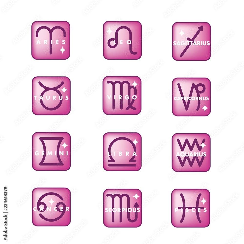星占い 星座占いのアイコン イラスト Sun Sign Astrology Illustration Stock Vector Adobe Stock