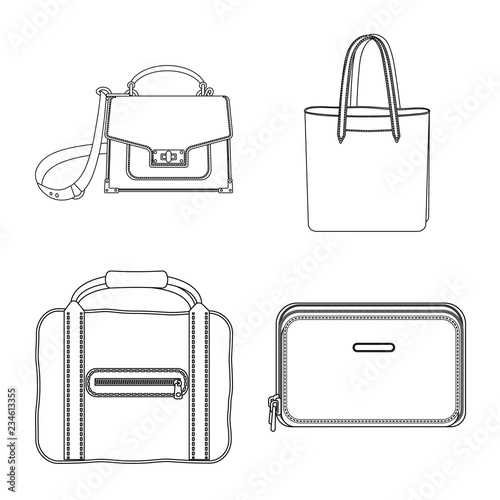 Isolated object of suitcase and baggage sign. Collection of suitcase and journey stock vector illustration.