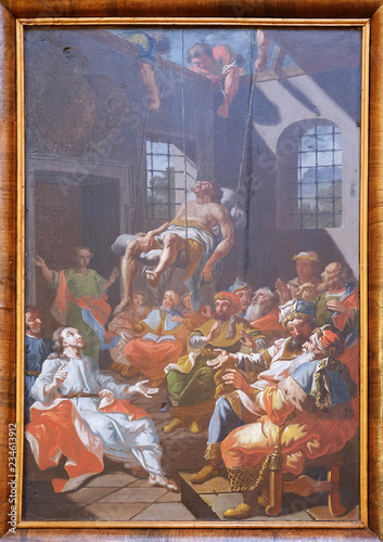Miracles of Jesus: Cured a paralytic at Capernaum, church of Immaculate Conception in Lepoglava, Croatia 