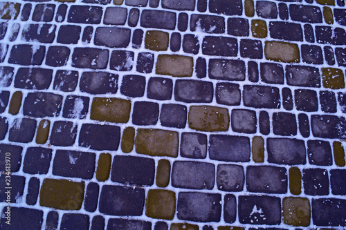 Snow cobblestones. Background and texture.