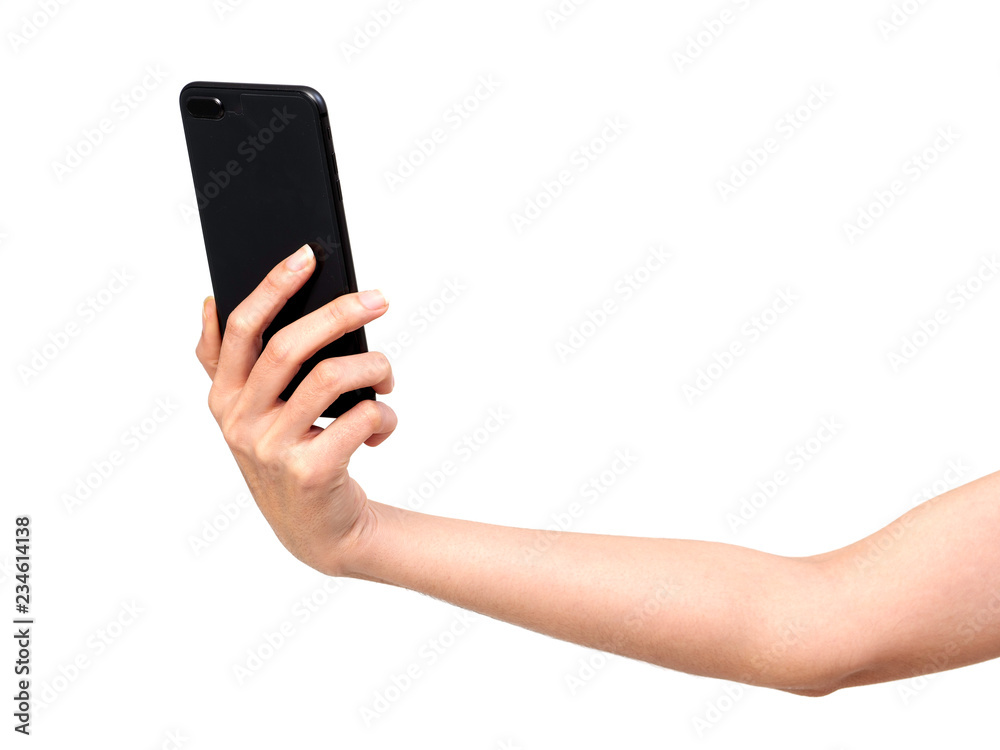 Hand holding mockup smartphone Hand holding mockup smartphone