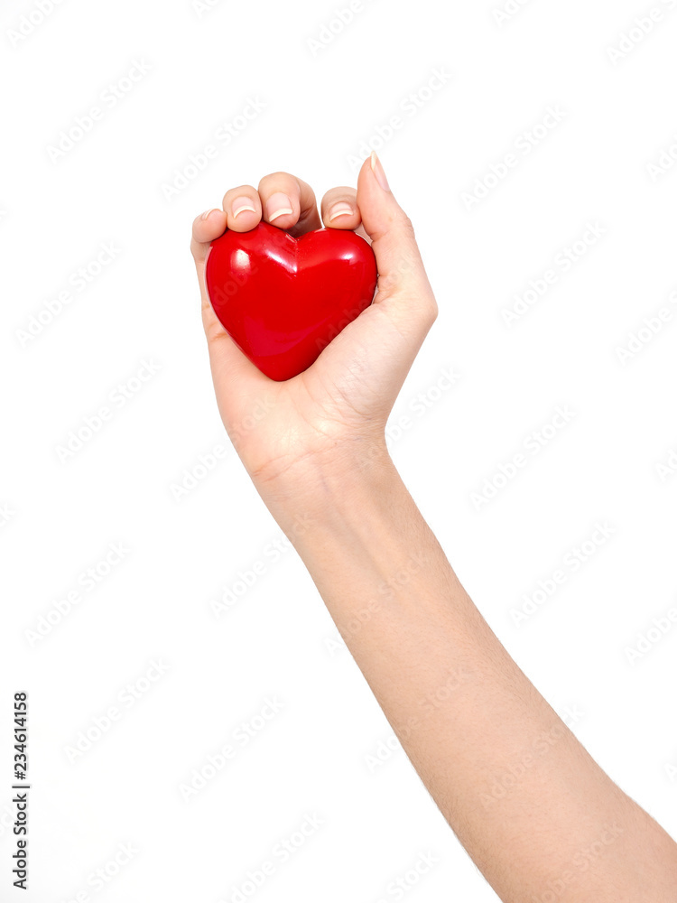Hand holding red heart concept