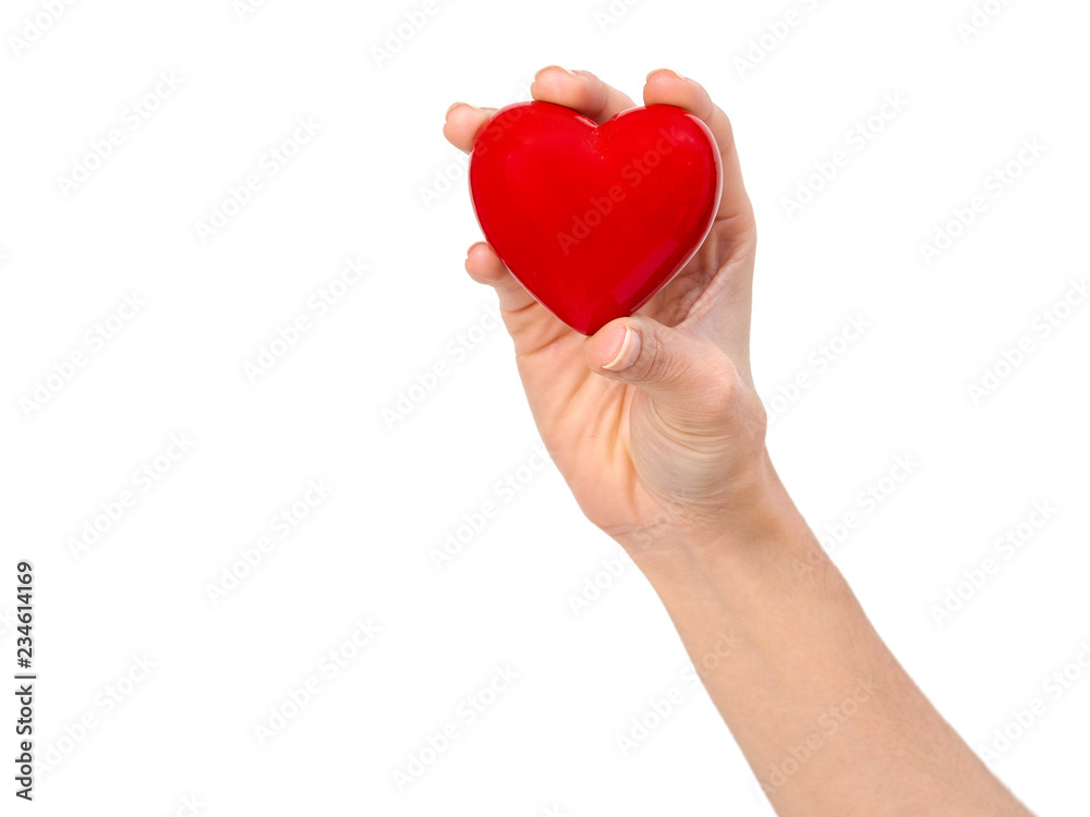 Hand holding red heart concept