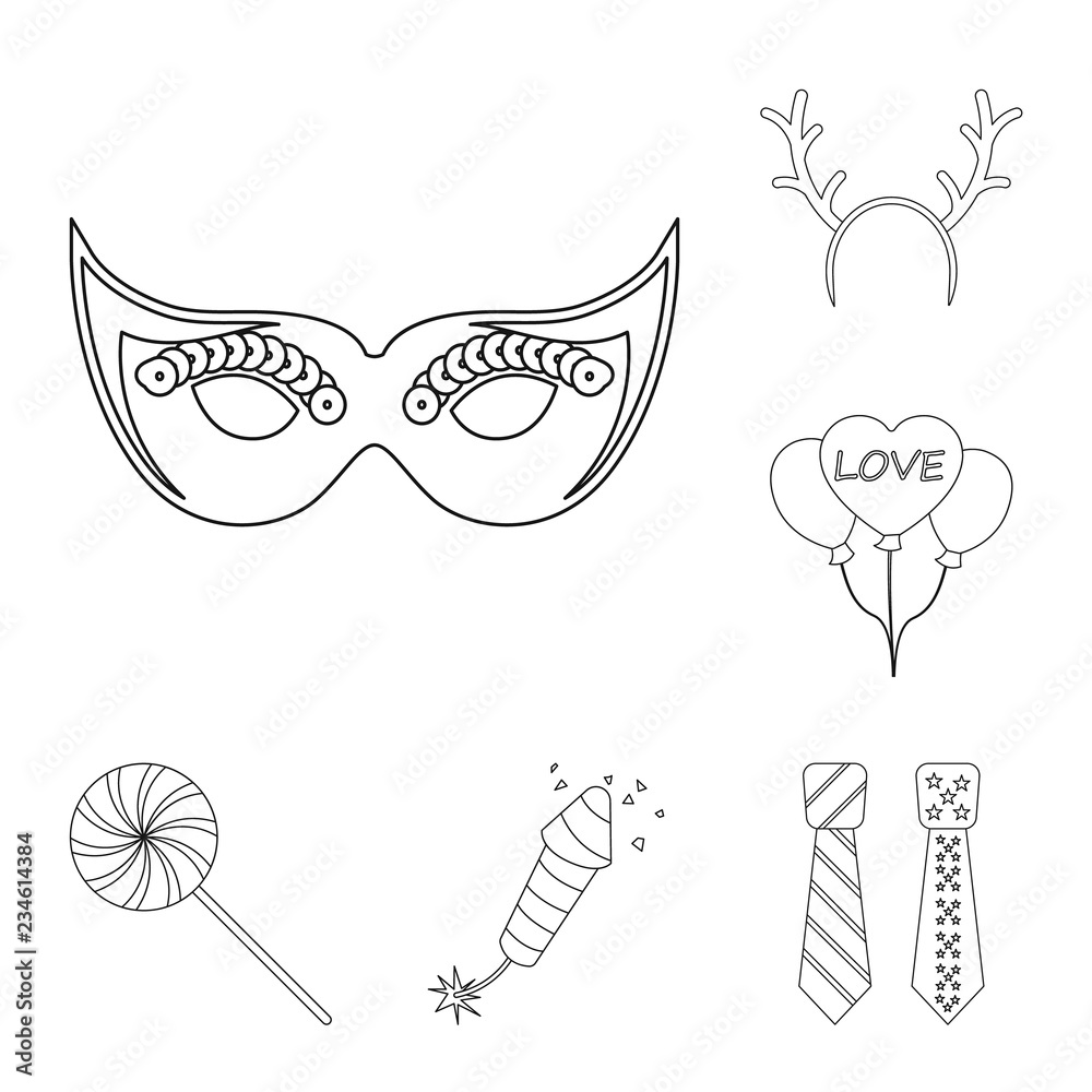 Vector design of party and birthday symbol. Collection of party and celebration stock symbol for web.