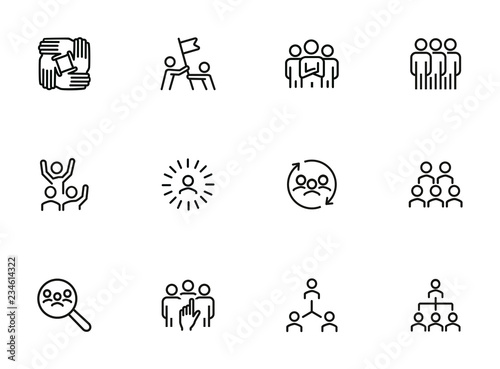 Team line icon set. Staff, success, personnel selection. Teamwork concept. Can be used for topics like friendship, collaboration, working together
