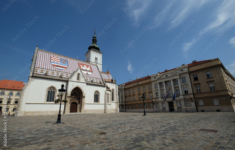 The Church of St. Mark dates back to the 13th century in Zagreb, Croatia 