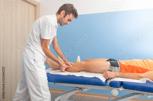 Physiotherapy practices a tibial discharge an athlete