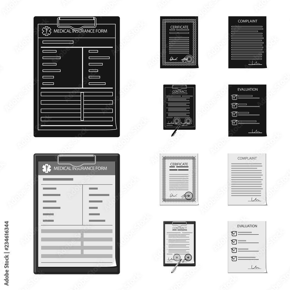 Isolated object of form and document symbol. Set of form and mark stock vector illustration.
