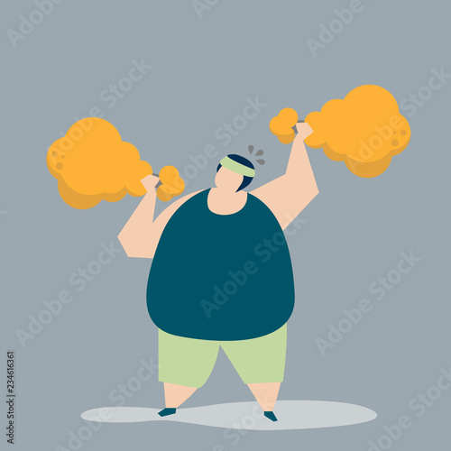 Man weightlifting a fried chicken drumstick illustration