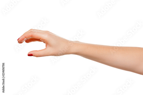 Hand pose like picking something isolated on white