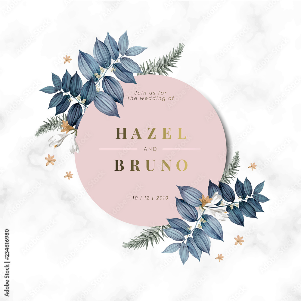 Floral wedding invitation card design vector Stock Vector | Adobe Stock