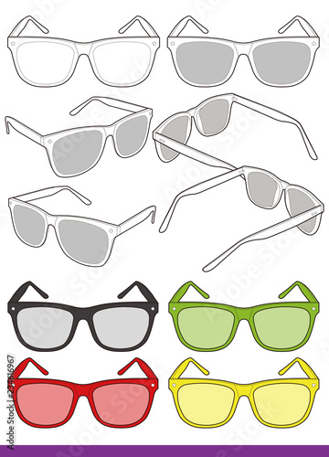 Sunglasses Fashion flat technical drawing vector template