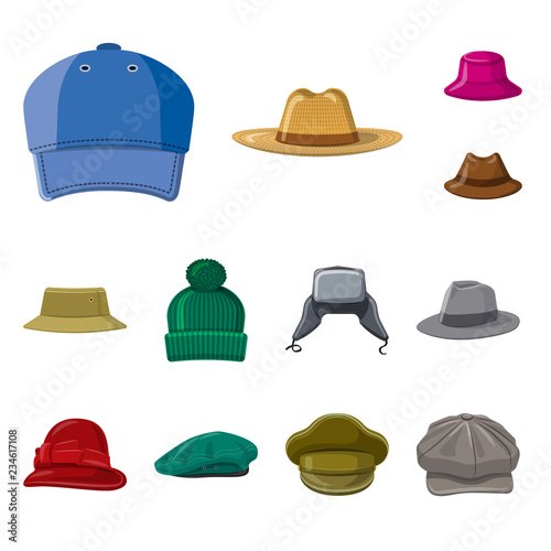 Vector design of headgear and cap icon. Set of headgear and accessory stock symbol for web.
