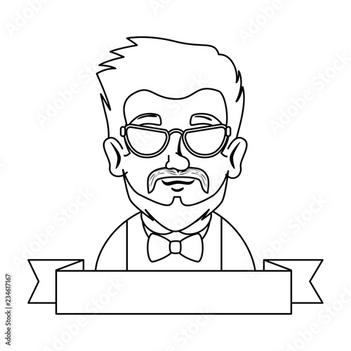 man hipster with mustache and glasses