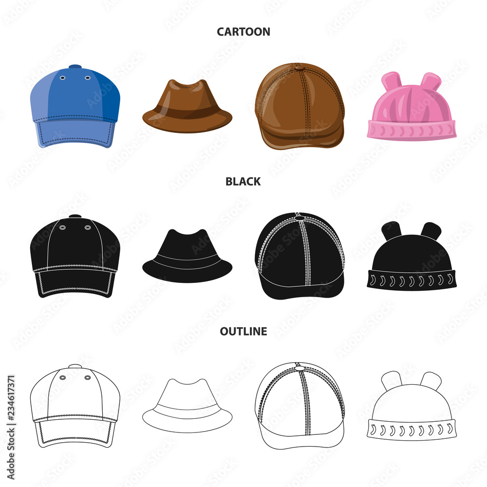 Vector design of headgear and cap icon. Collection of headgear and accessory stock symbol for web. Vector design of headgear and cap icon. Collection of headgear and accessory stock symbol for web.