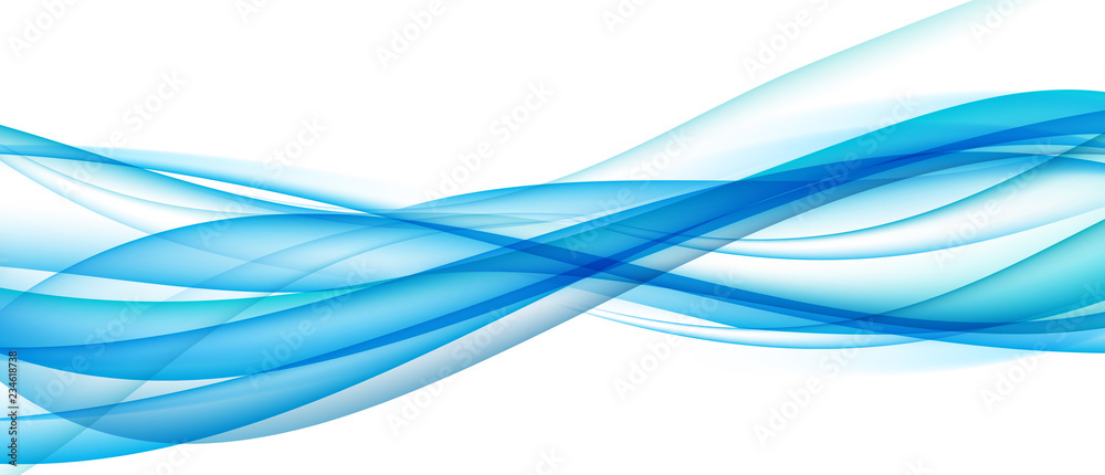 Obraz premium Abstract Blue Wave on Background. Vector Illustration
