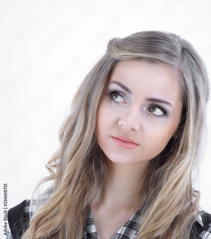 closeup.young business woman looking at copy space. closeup.young business woman looking at copy space.