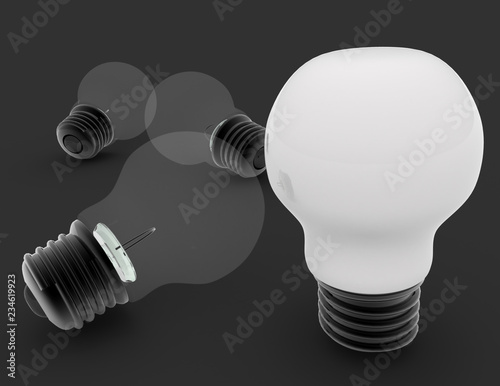 3d lightbulb concept . 3d rendered illusration