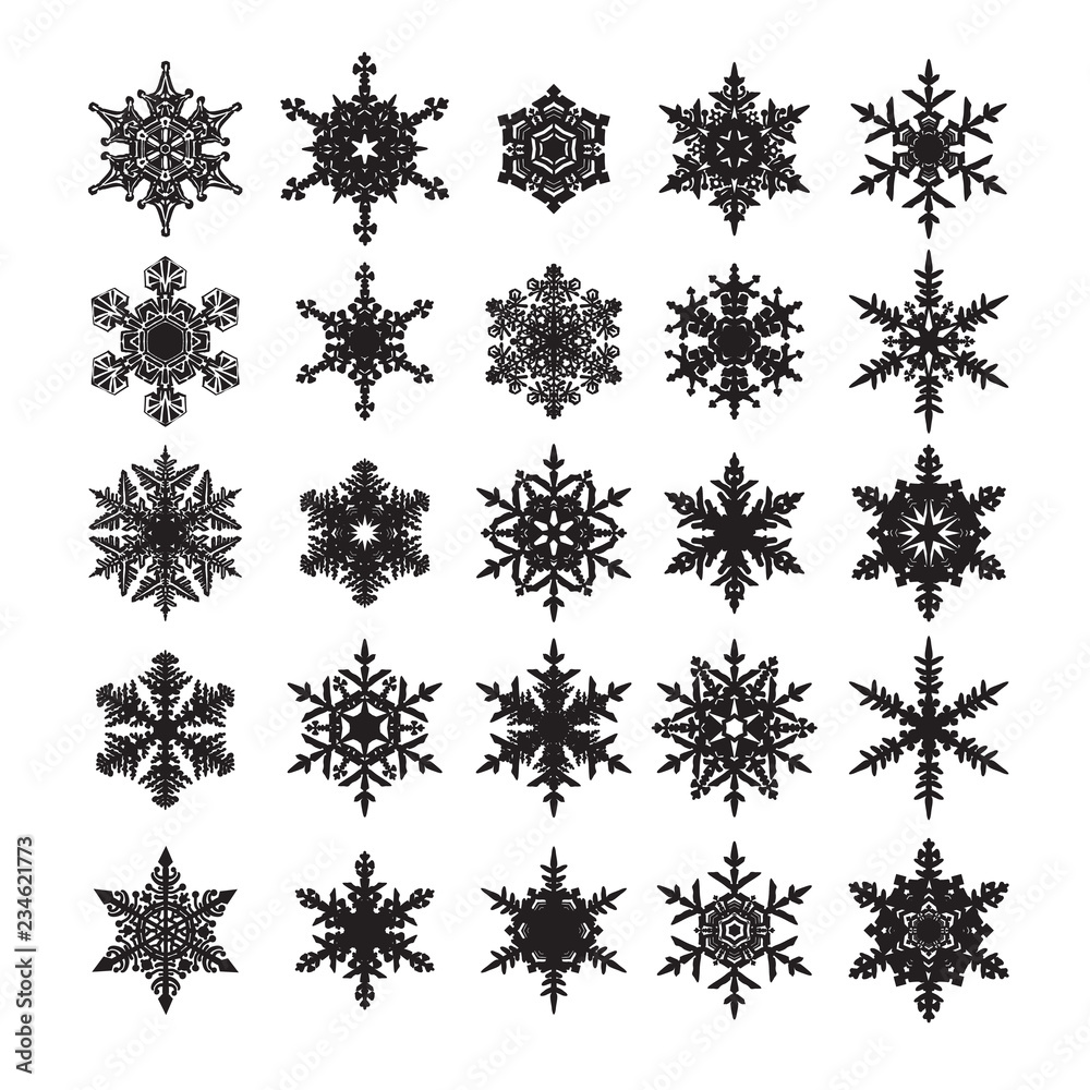 Set of snowflakes silhouette. Elements for christmas, new year, winter design. Set of snowflakes silhouette. Elements for christmas, new year, winter design.