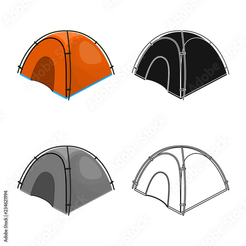 Isolated object of mountaineering and peak icon. Set of mountaineering and camp stock symbol for web.