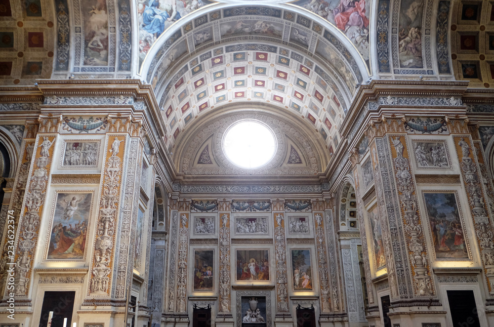 Interior of Basilica of Saint Andrew in Mantua, Italy 